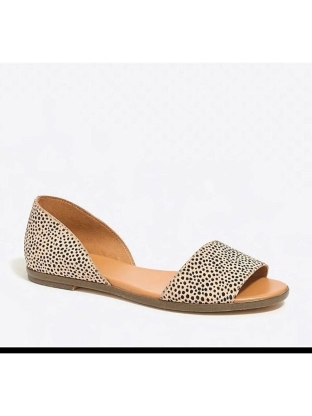 J Crew Morgan Leopard Peep Toe Flats 9.5 Womens Brown Slip On